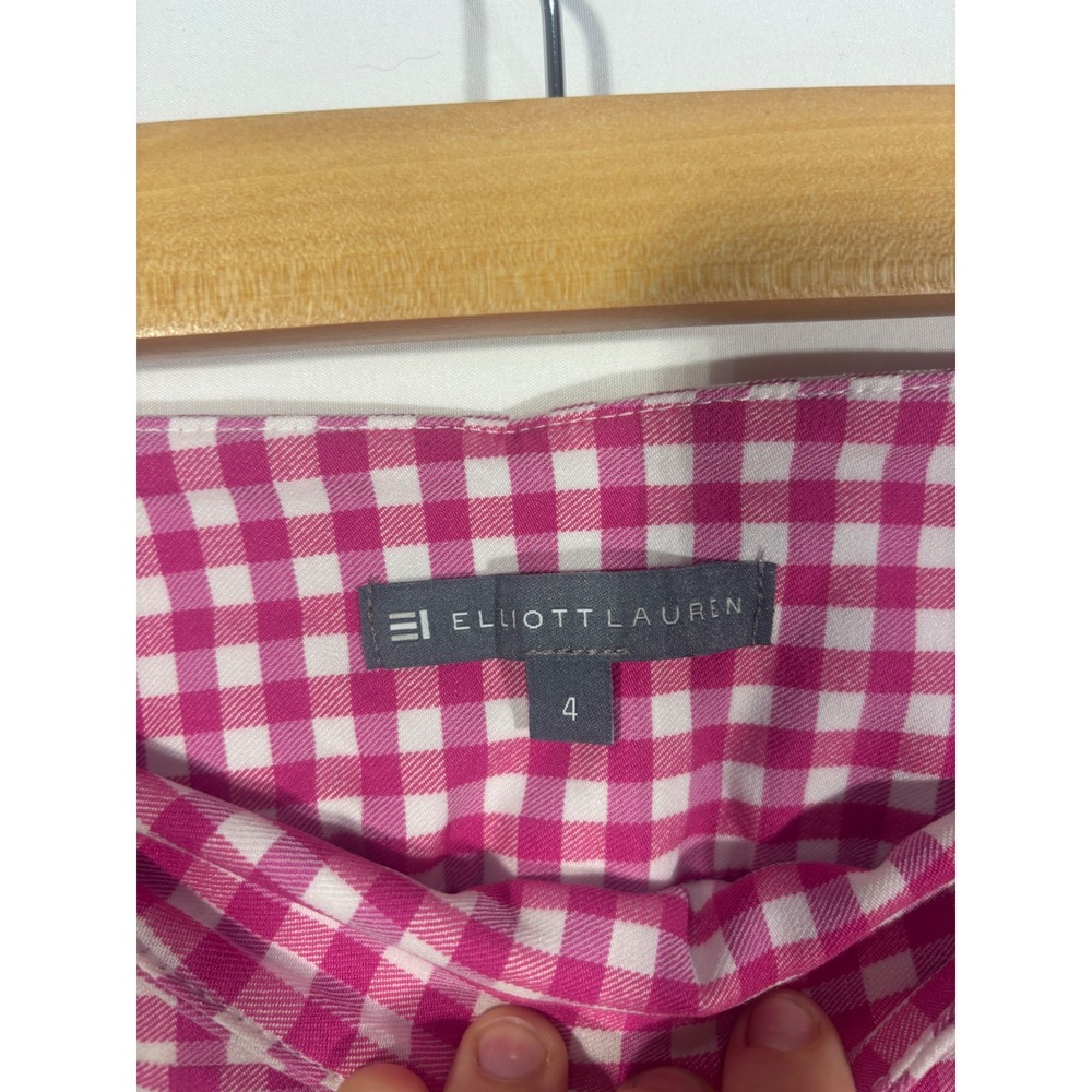 Preppy Gingham Elliott Lauren Ankle Pants Women 4 Pink - Picture 4 of 7